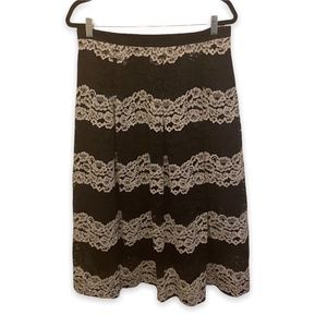 NWT Who What Wear Black and White Lace Midi Skirt